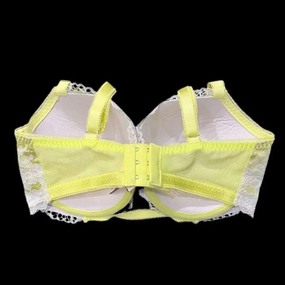 Victorias Secret Dream Angels Lined Demi Metallic Lace bra lime